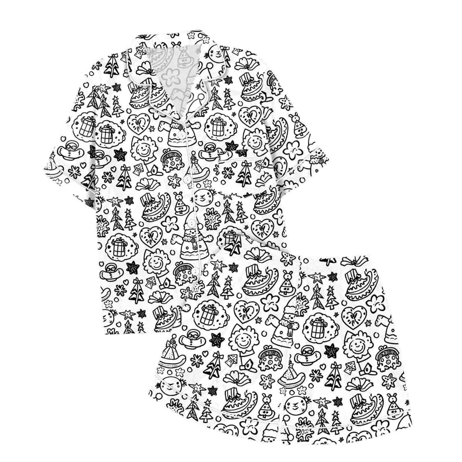 Детская пижама для раскрашивания DIY, костюм для досуга с ручной росписью, мультяшный принт, комплект для отдыха, домашняя одежда, белый, пижама для художественной покраски, зимний спальный комплект из двух частей, фото №5