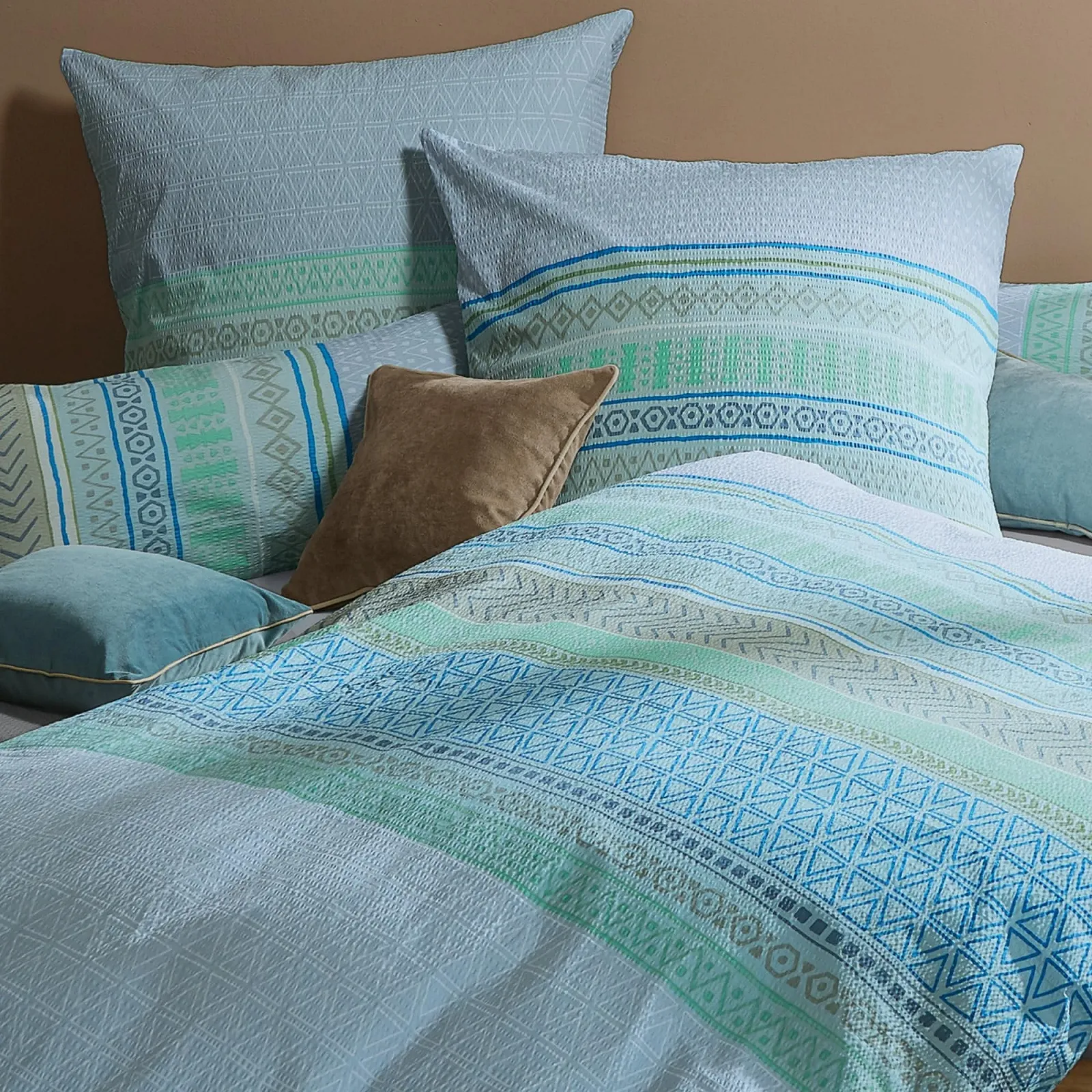 Постільна білизна Erwin Müller Seersucker 135 x 200 см (80 x 80 см), бавовна, синя, фото №6