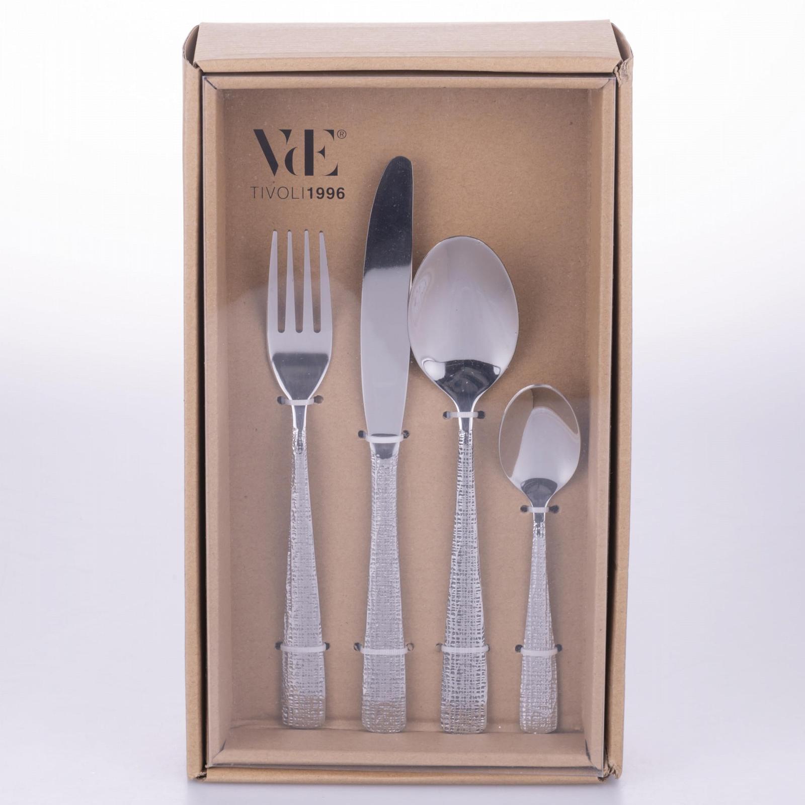 Набор столовых приборов 18/0 Нержавеющая сталь Серебряный Полированный Текстурированная ручка 24 предмета, фото №2 Набор столовых приборов 18/0 Нержавеющая сталь Серебряный Полированный Текстурированная ручка 24 предмета, фото №2