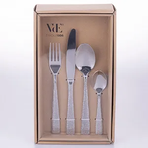 Набір столових приборів 18/0 Нержавіюча сталь Срібний Полірований Текстурована ручка 24 предмети synthetic.ua - Фото 1