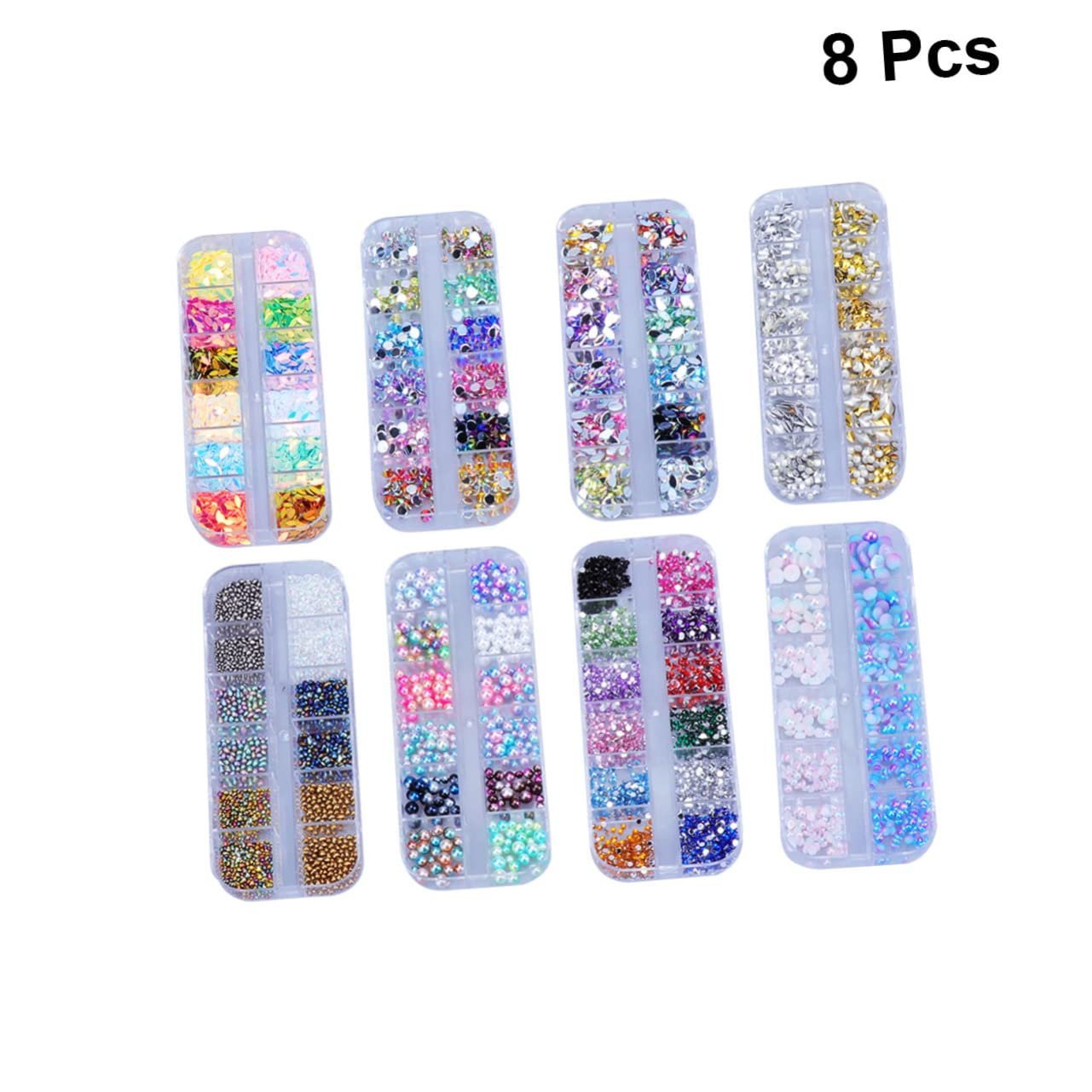 Набор для ногтей FRCOLOR Камни для ногтей и драгоценные камни Акриловый набор для ногтей Аксессуары для ногтей Стразы Материалы для ногтей Профессиональный инструмент для ногтей Плоский набор Инструменты для маникюра, фото №2