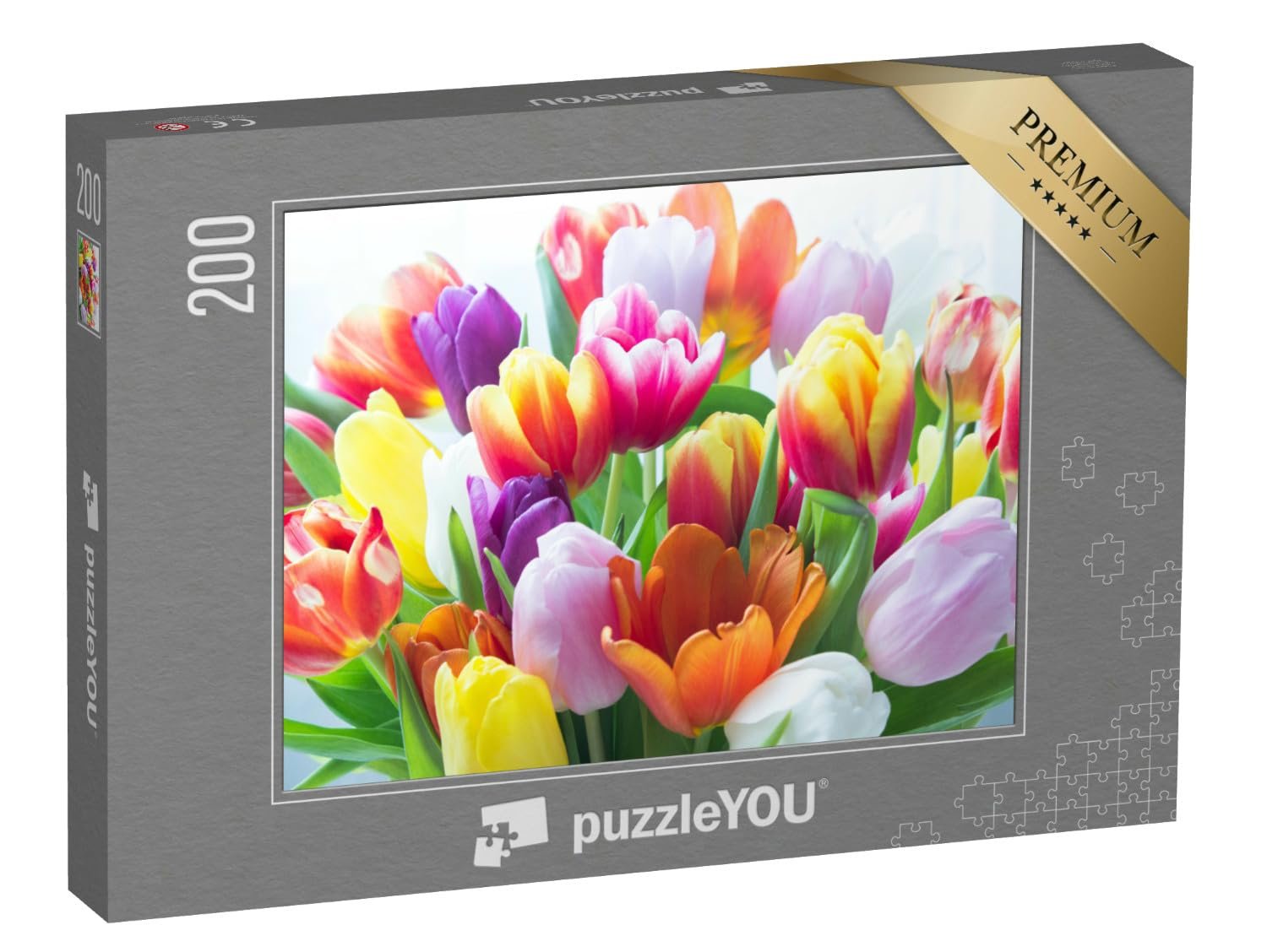 Пазл puzzleYOU Flora, Flowers, Tulips Puzzle Collection A Bouquet of Colourful Tulips 200 элементов, фото №1