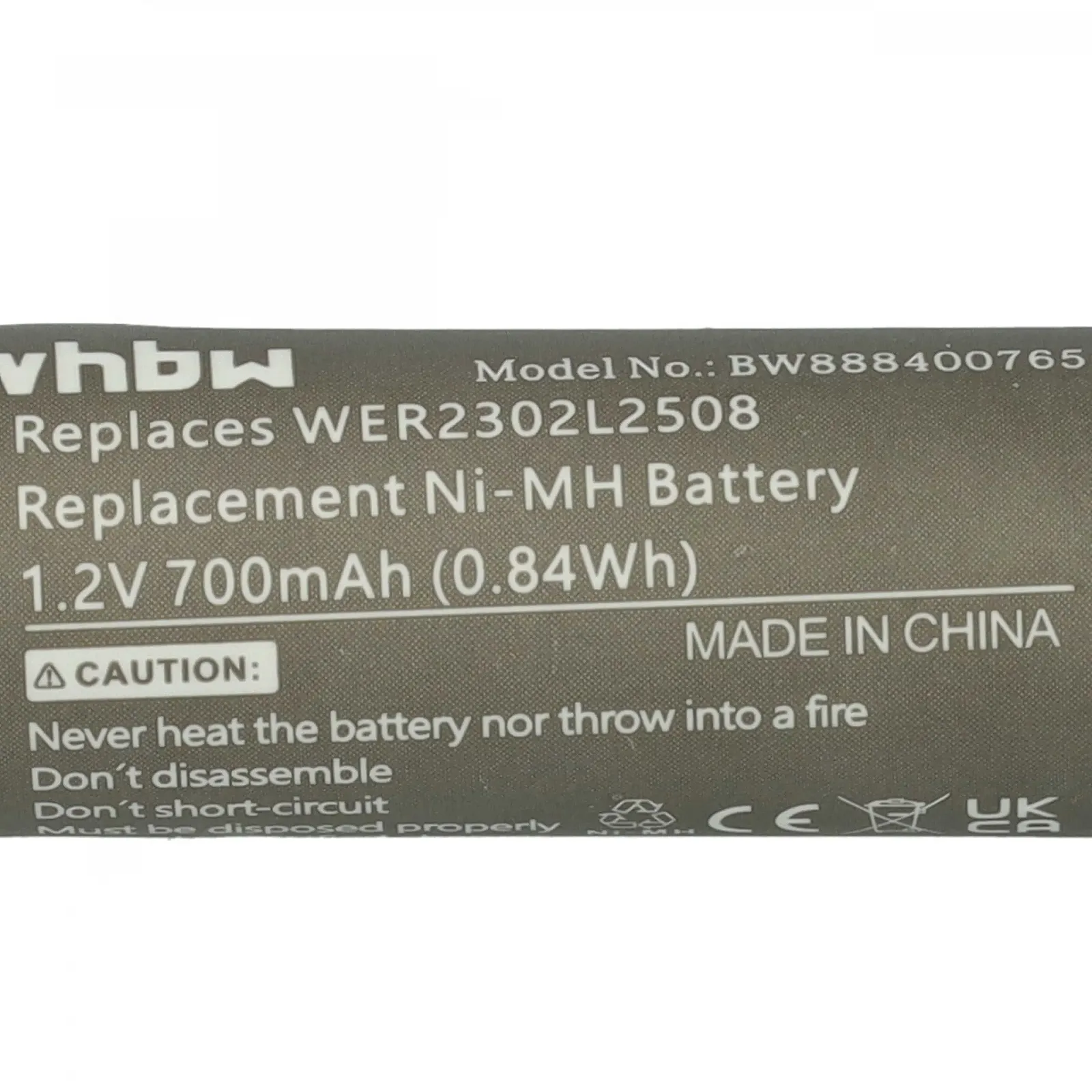 Батарея vhbw сумісна з Panasonic ER230 ER2301 ER2302 700 mAh 1.2 V NiMH, фото №5