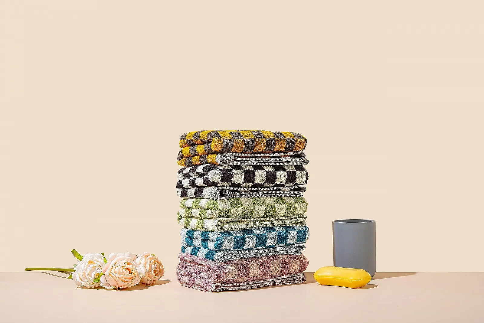 Набір рушників Luxury Checked Cotton 5 шт. 33 x 73 см Клітинка Мультиколор, фото №1