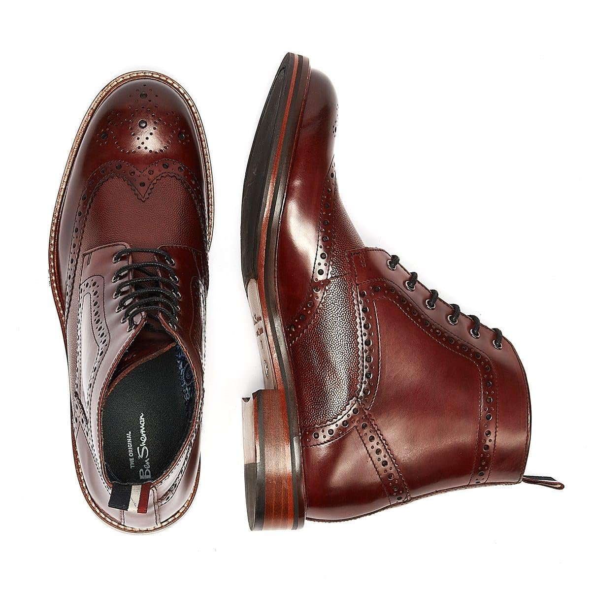 Ботинки Ben Sherman Alfred Brogue Мужские Красная Кожа, фото №6