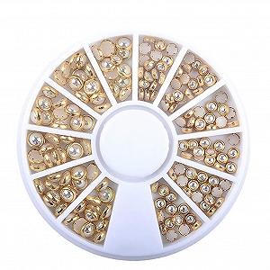 Жемчуг для ногтей 1 коробка Полукруглые жемчужины Flatback Жемчужины для DIY Чехол для телефона Искусство для ногтей Ювелирные изделия Колесо - Фото 1