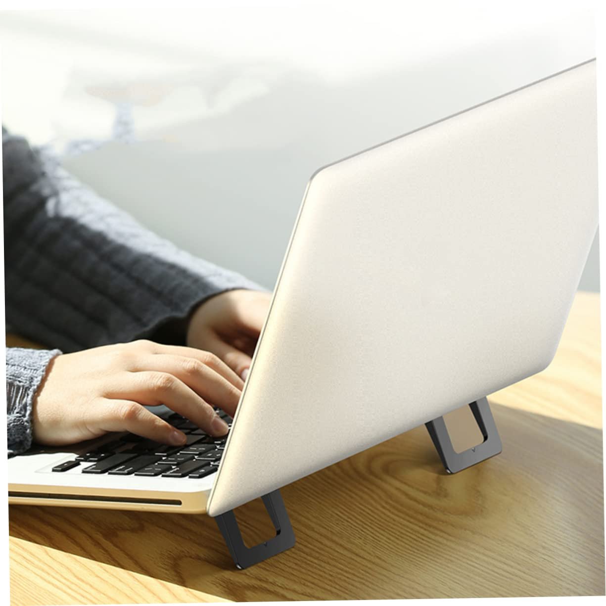 Підставка для ноутбука Міні NUOBESTY Складана, 2 шт., для ергономічної роботи, стабільна, нековзка, для дому, чорна, фото №5