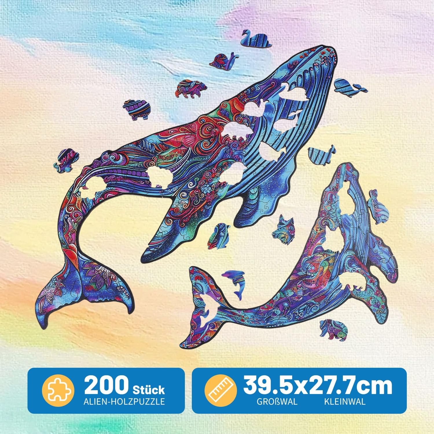 Деревянный пазл GLOBLELAND Whale 200 деталей 15.5 x 10.9 дюймов, фото №3 Деревянный пазл GLOBLELAND Whale 200 деталей 15.5 x 10.9 дюймов, фото №3