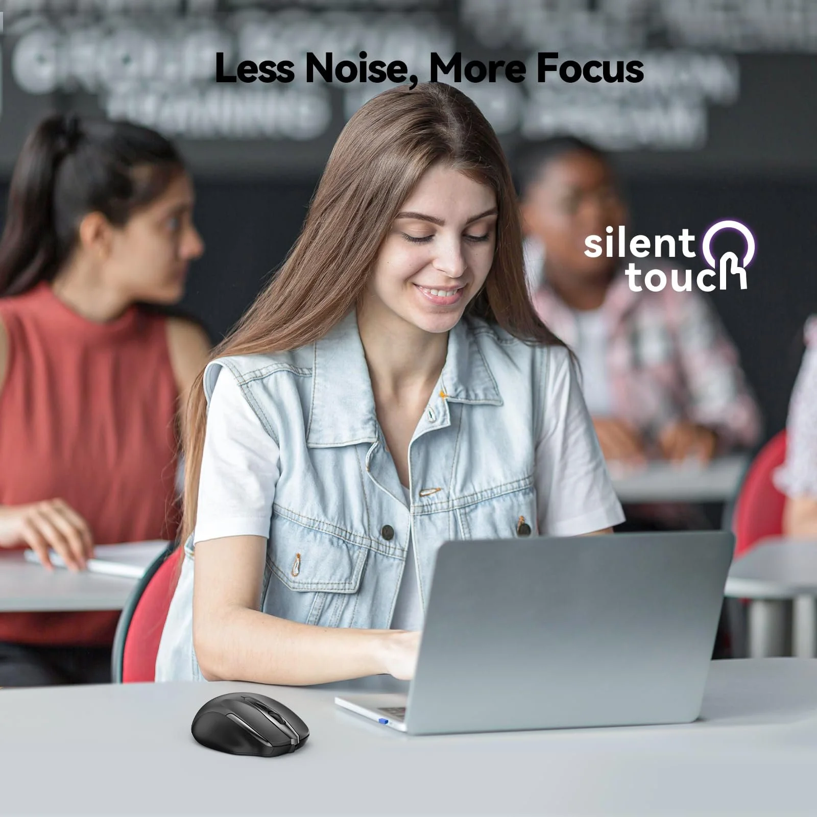 Миша бездротова TECKNET Silent 2.4 GHz 4000 DPI оптична, 6 рівнів DPI чорний, фото №2