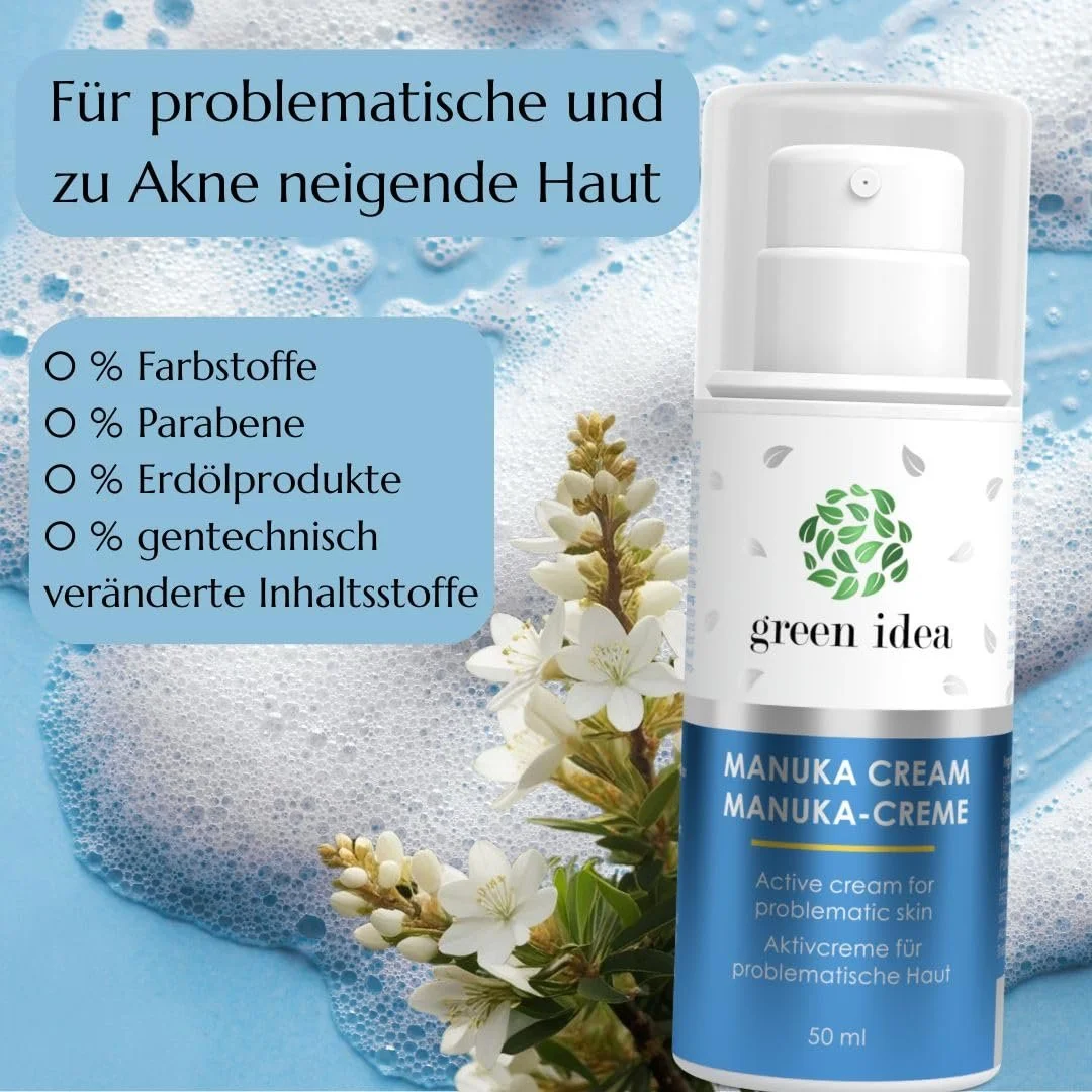 Крем для обличчя Green idea Manuka Acne проти прищів з олією чайного дерева та манукою 50 мл, фото №5 Крем для обличчя Green idea Manuka Acne проти прищів з олією чайного дерева та манукою 50 мл, фото №5