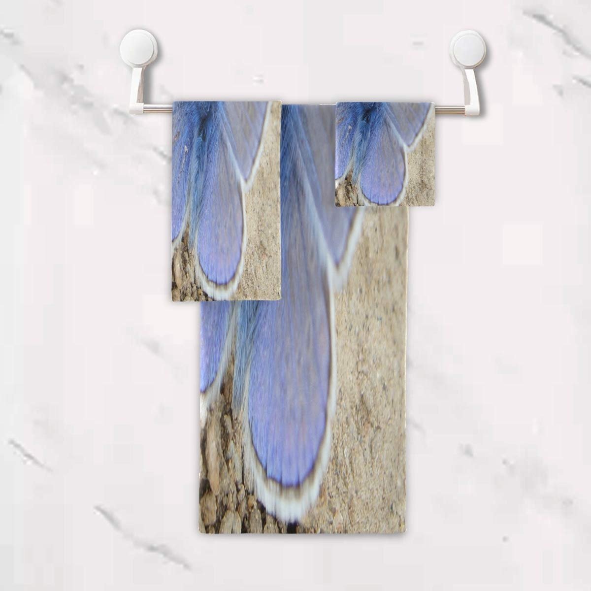 Набір рушників Blauer Schmetterling Kunst 100% бавовна (1 банний рушник, 1 рушник для рук, 1 серветка) синій, фото №5