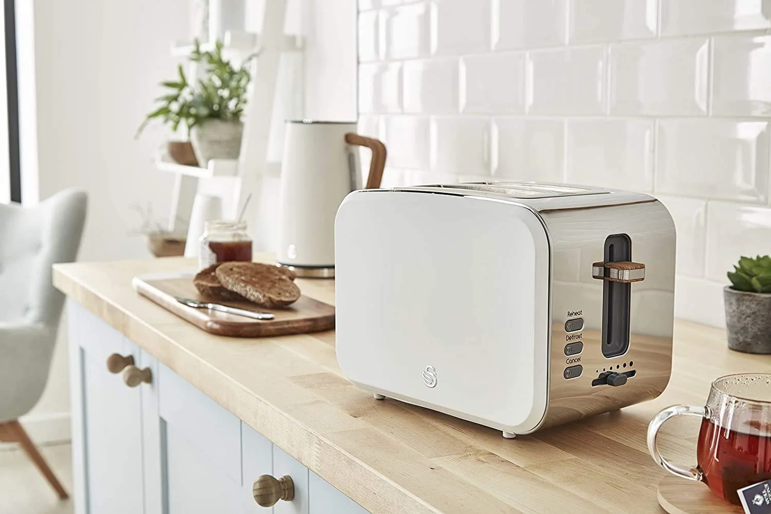 Тостер Swan Nordic 2-Slice Wide Slot Нержавіюча сталь Білий матовий, фото №2