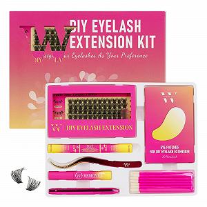 Набір W DIY Eyelash Extension Kit D Curl Cluster Lashes 72 шт. з Клей і Засіб для видалення вій Аплікатор для вій для початківців (ST Kit-D-10-16 мм) - Фото 1