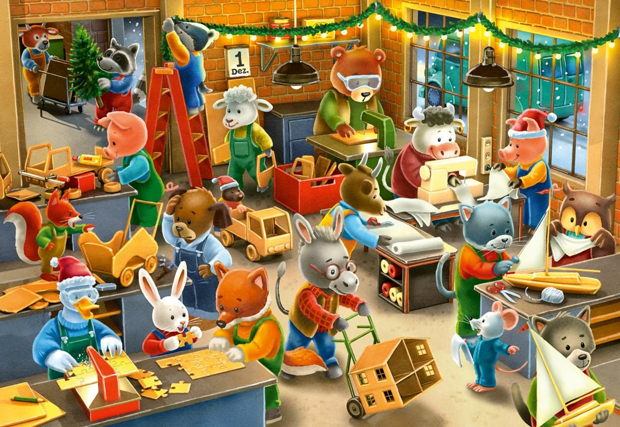 Дитячий пазл Ravensburger Christmas Workshop 2 x 12 деталей, фото №2