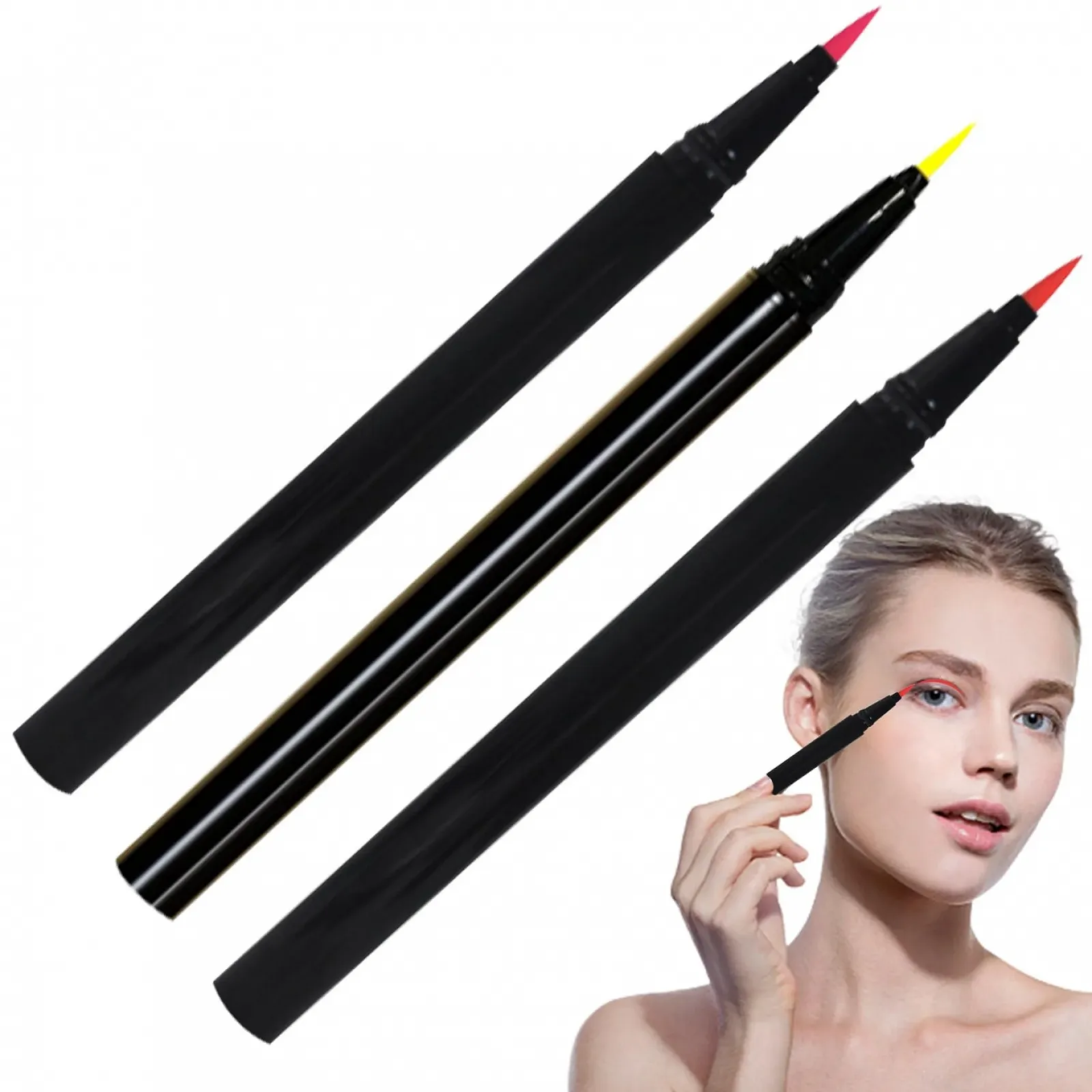 Підводка для очей Райдуга, 3 кольори, гель-олівець, водостійка, матова, неонова, фото №6