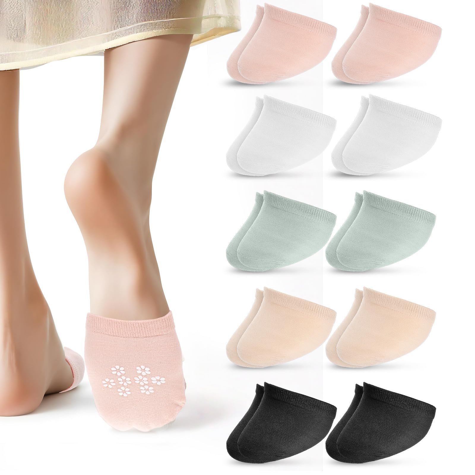 Женские носки с пальцами, укороченные, для мюлей, невидимые, нескользящие, хлопковые, бесшовные для клогов, 8 пар, фото №8