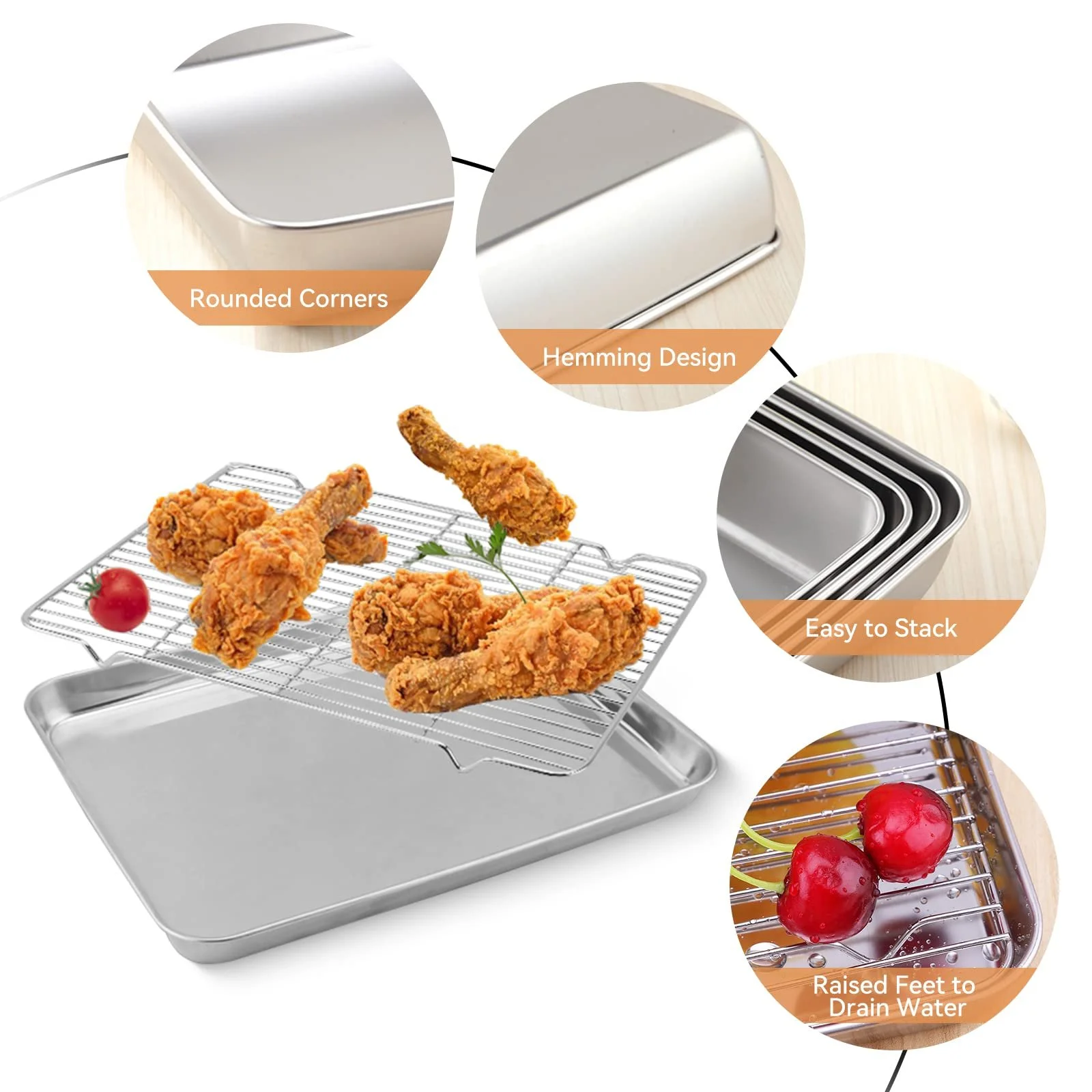 Форма для гриля и запекания с решеткой и силиконовой крышкой нержавеющая сталь 23,5 x 17,5 x 5 см, фото №3 Форма для гриля и запекания с решеткой и силиконовой крышкой нержавеющая сталь 23,5 x 17,5 x 5 см, фото №3