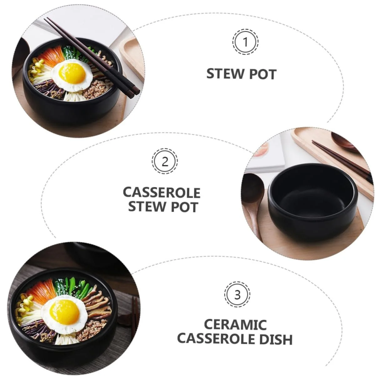 Керамический горшок для бибимбапа VALICLUD с подставкой равномерное распределение тепла энергосберегающий, фото №9