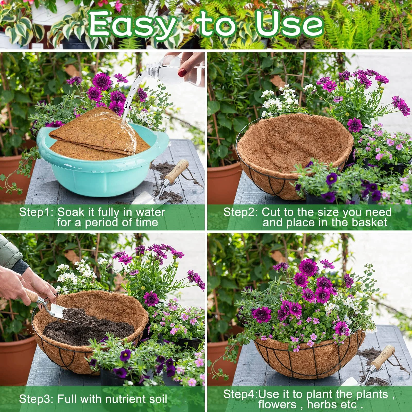 Круглий вкладиш для кошика Riare Натуральне кокосове волокно 4,14 дюйма 4 штуки, фото №5 Круглий вкладиш для кошика Riare Натуральне кокосове волокно 4,14 дюйма 4 штуки, фото №5