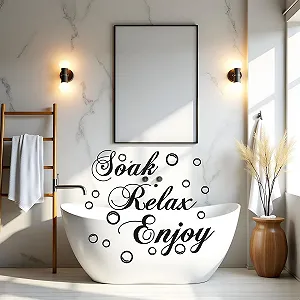 Наклейка на стіну "Soak Relax Enjoy" 45 x 29 см Black synthetic.ua - Фото 1