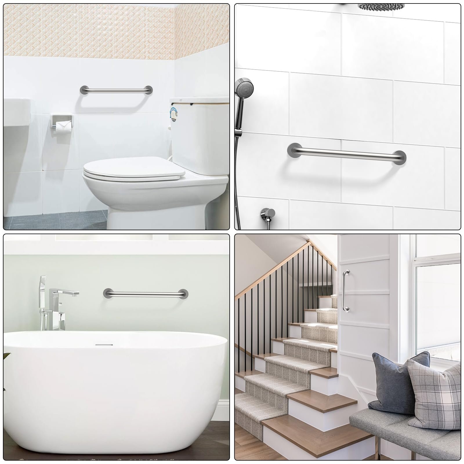 Поручень для душа ZUEXT 16" Stainless Steel Satin Brushed Nickel 2 шт., фото №7
