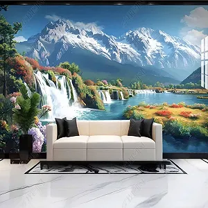 Фотообои флизелиновые Modern Kunst 12185 Снежный горный пейзаж 150 x 105 см - Фото 1