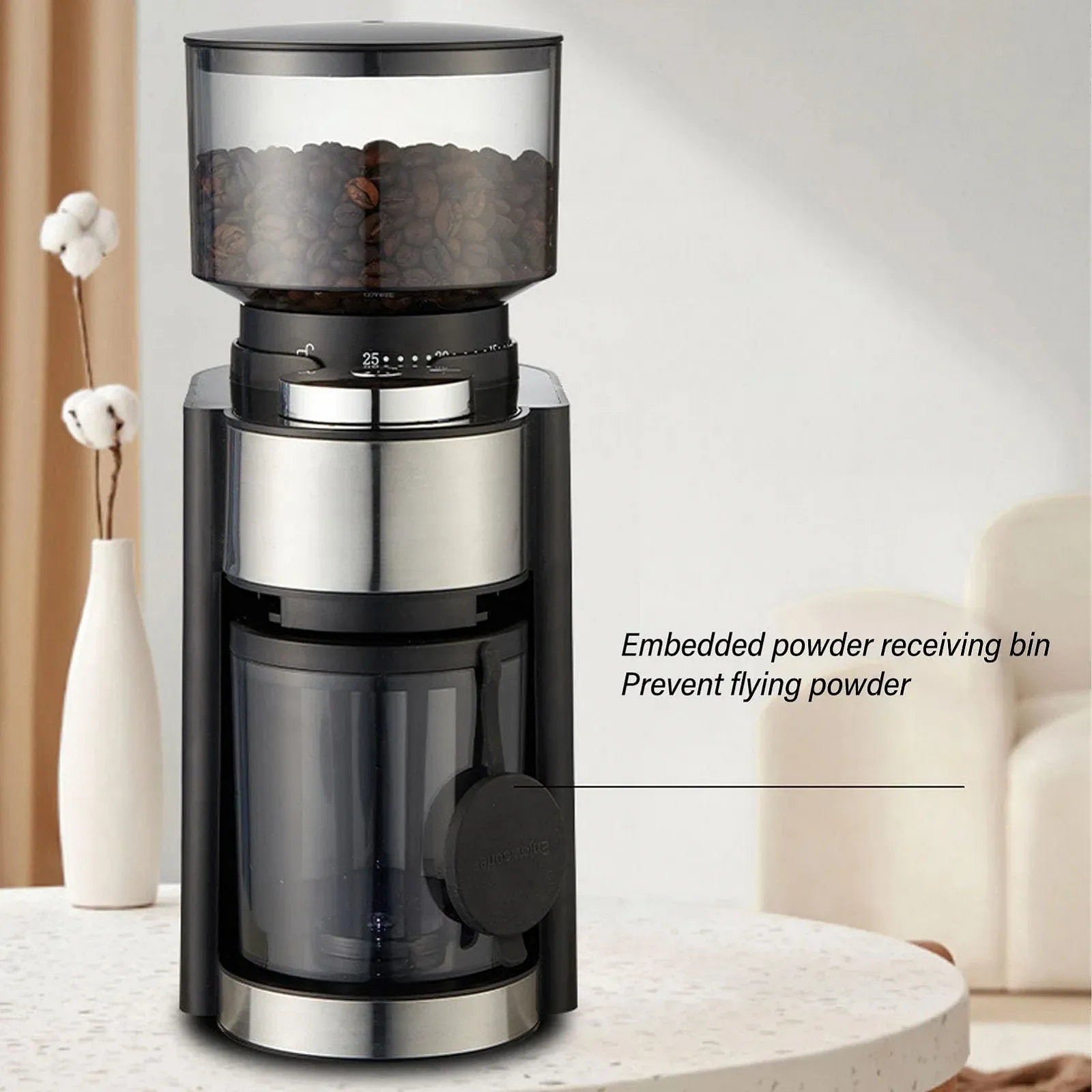 Электрическая кофемолка Topyond Большая емкость, сердцевина из нержавеющей стали, регулируемая, фото №5