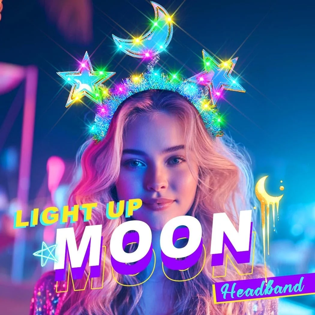 Обруч для волосся Сяюча зірка Блискучий Місяць зі світлодіодами, фото №7 Обруч для волосся Сяюча зірка Блискучий Місяць зі світлодіодами, фото №7