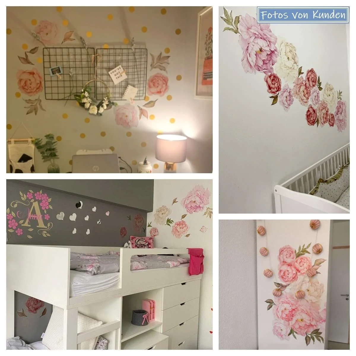 Наклейка на стіну WandSticker4U Півонії Квіти XXL самоклеюча Набір 6 шт. Рожевий/Білий, фото №4 Наклейка на стіну WandSticker4U Півонії Квіти XXL самоклеюча Набір 6 шт. Рожевий/Білий, фото №4