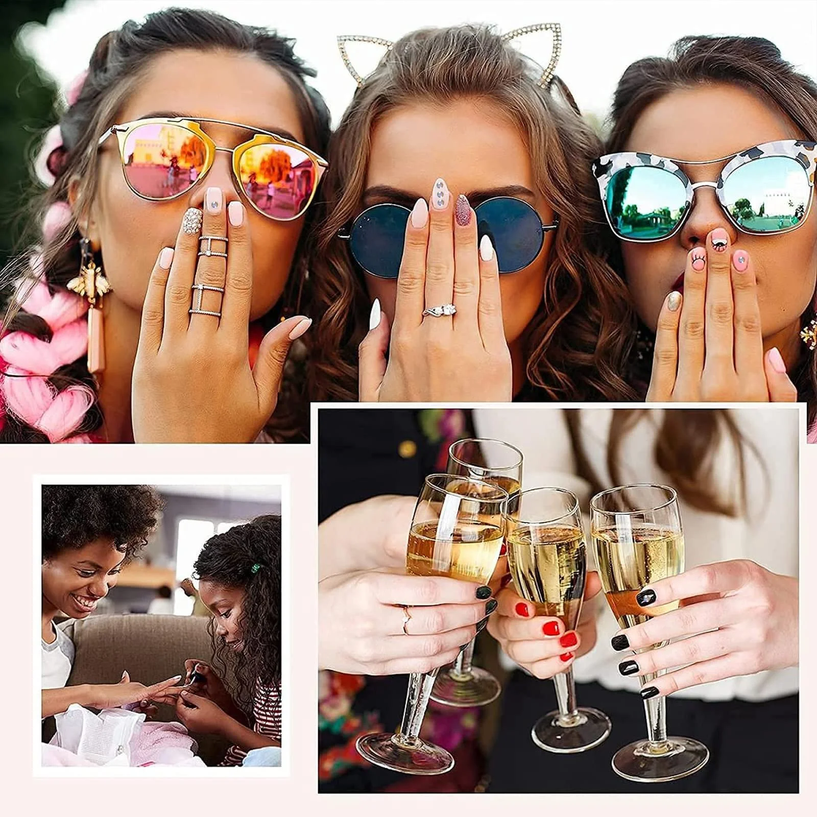 Стразы для ногтей Серебристые AB и хрустальные стразы разных размеров (2 коробки), фото №6