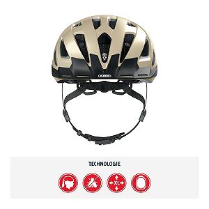 Шлем ABUS Urban-I 3.0 Городской Унисекс для взрослых Велосипедный с задним фонарем, козырьком и магнитной застежкой, бежевый (Cannoli Cream) synthetic.ua - Фото 1
