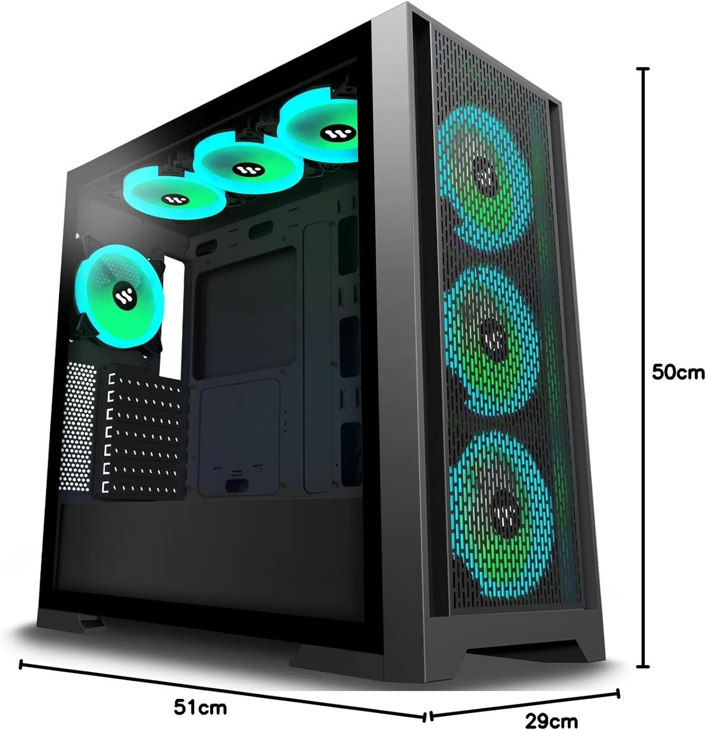 Корпус KEDIERS C710 / E-ATX / 7x120mm ARGB PWM / USB 3.0 / без БЖ / Чорний, фото №7