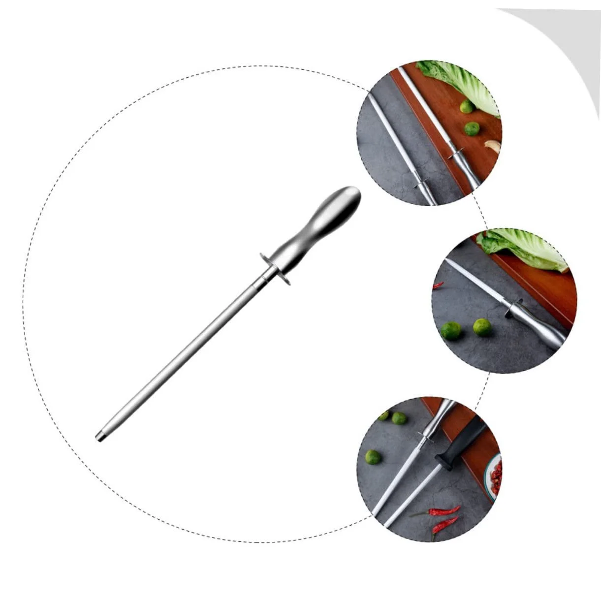 Мусат для кухонних ножів Ciieeo з вуглецевої сталі з ергономічною ручкою, фото №9