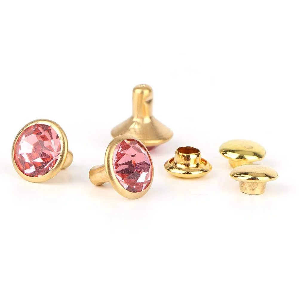 Декоративные стразы Золотая оправа + Розовый бриллиант, фото №3