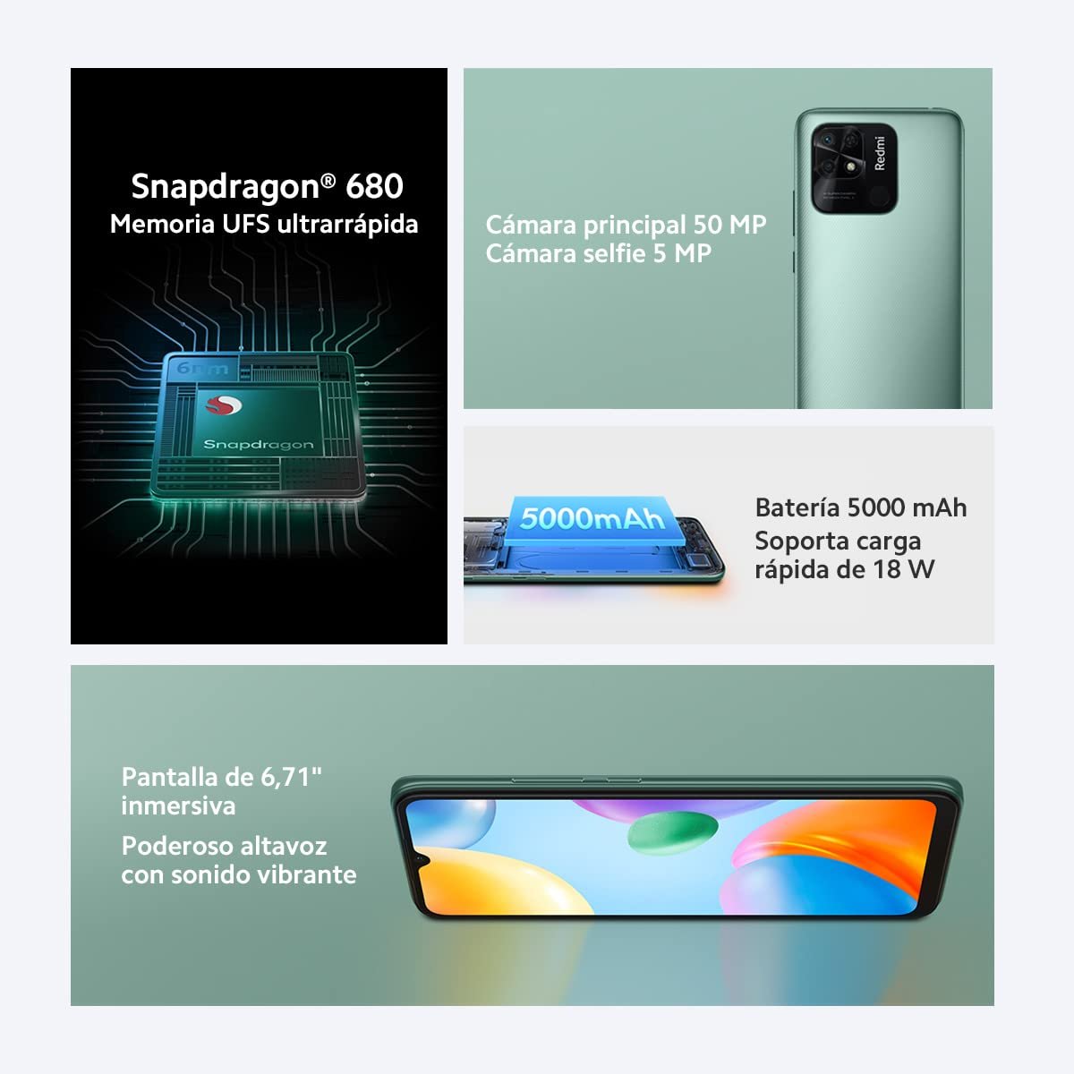 Смартфон Xiaomi Redmi 10C 4/128GB Mint Green, фото №6