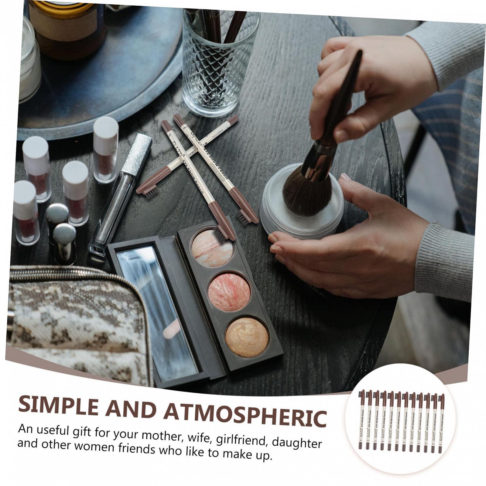 Олівець для брів HONMEET з щіткою для брів Кавовий дерев'яний (12 шт.), фото №2