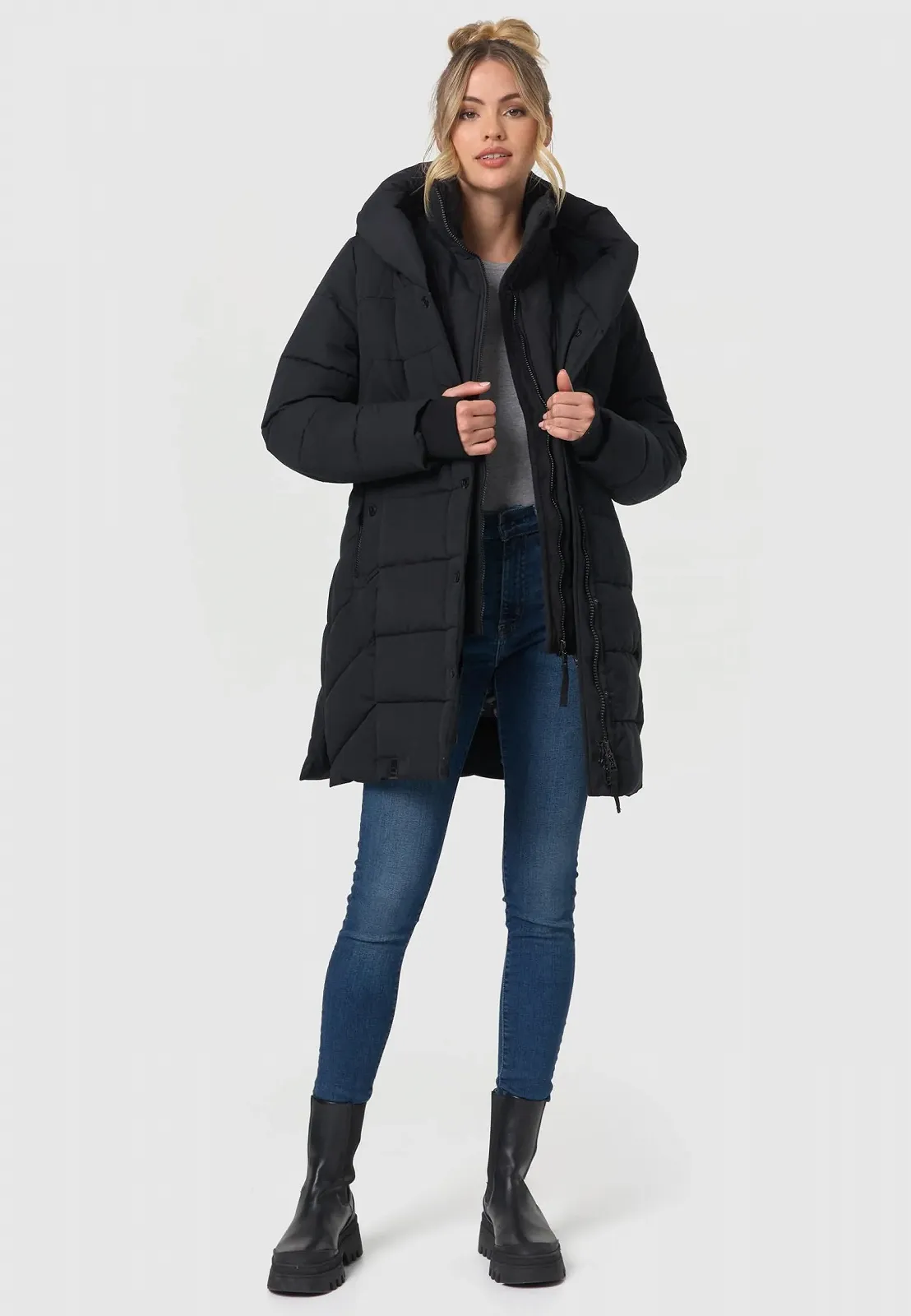 Пальто Navahoo Зимове Тепле стьобане довге з капюшоном і знімним флісовим коміром, фото №8