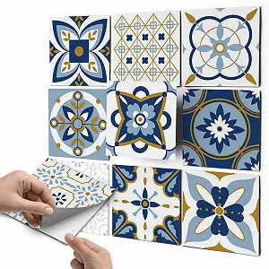 Наклейка на плитку creatisto Візерунчастий бірюзовий орнамент 9 шт 20 x 20 cm Самоклеюча - Фото 1