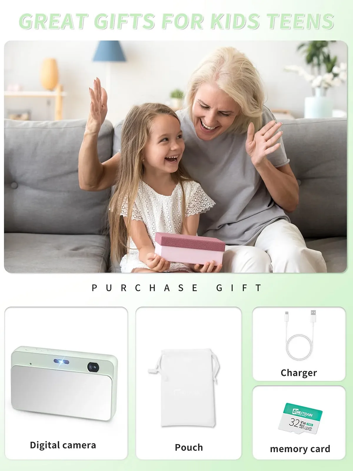 Цифрова фотокамера MUTRAIN X10 1080P 32G Green, фото №6