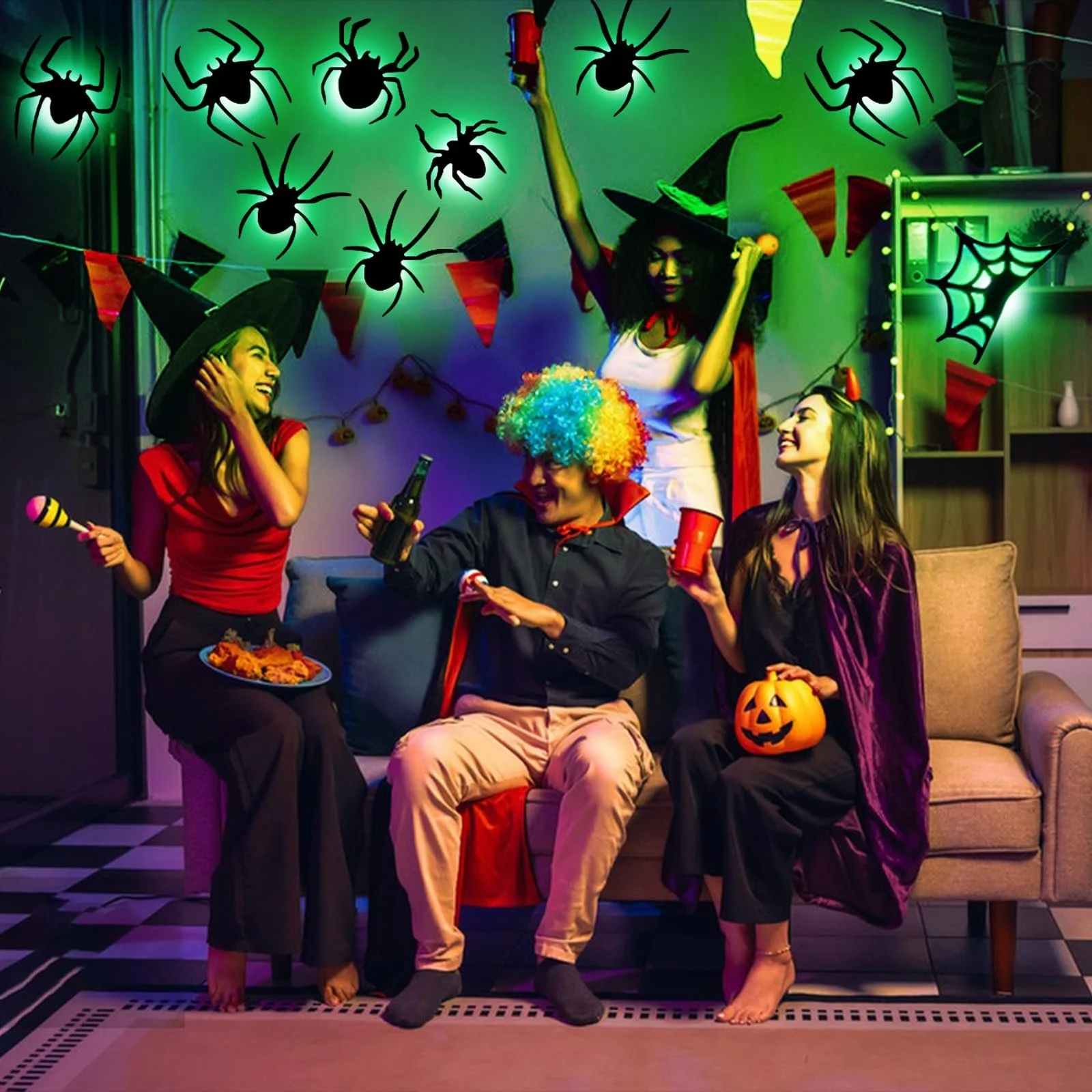 Наклейка на стіну Joycabin Halloween Decoration LED Spider 24 шт. зелена, фото №3 Наклейка на стіну Joycabin Halloween Decoration LED Spider 24 шт. зелена, фото №3