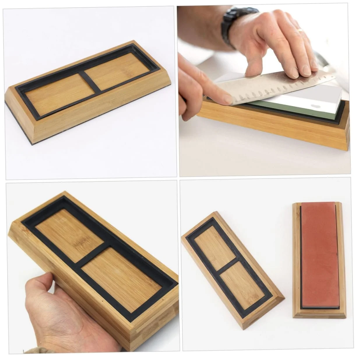 Тримач для точильного каменю Ciieeo 2 набори, бамбук, для мокрих каменів, стійкий, фото №7