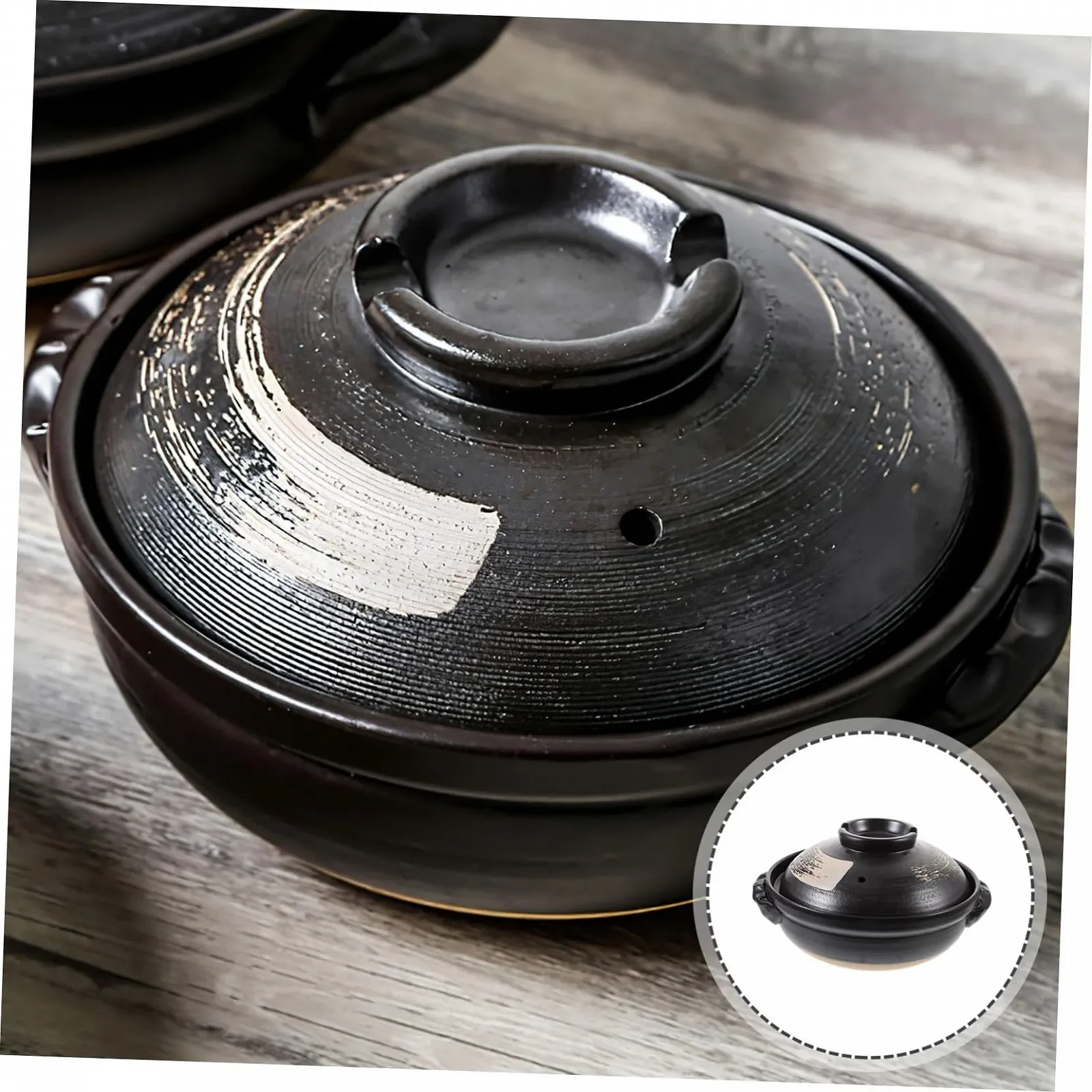 Кастрюля для тушения Toyvian Керамическая 500 мл с крышкой гладкая глазурь, фото №4