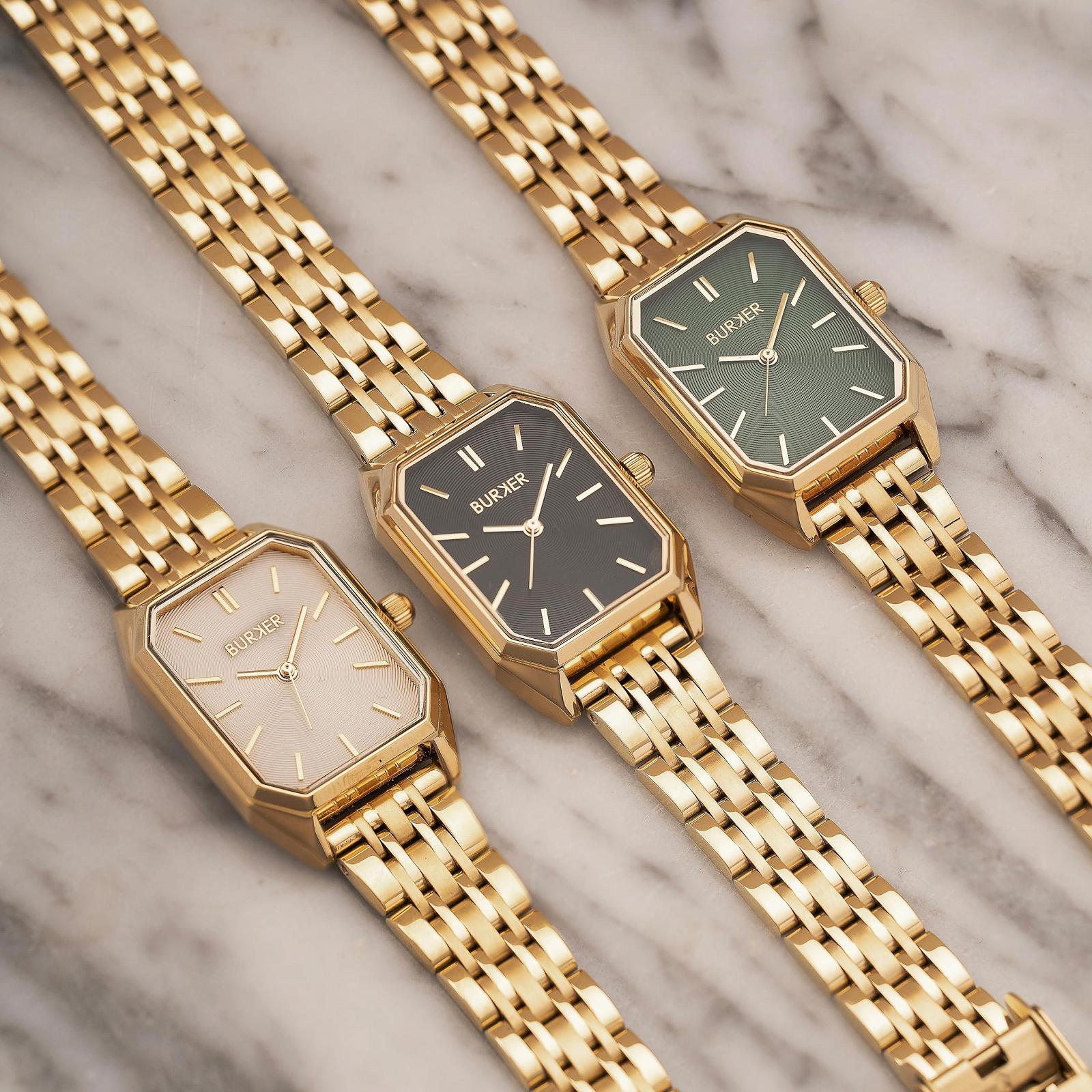 Часы Burker Watches Isabell 28мм прямоугольные, золотые, черные, фото №6 Часы Burker Watches Isabell 28мм прямоугольные, золотые, черные, фото №6