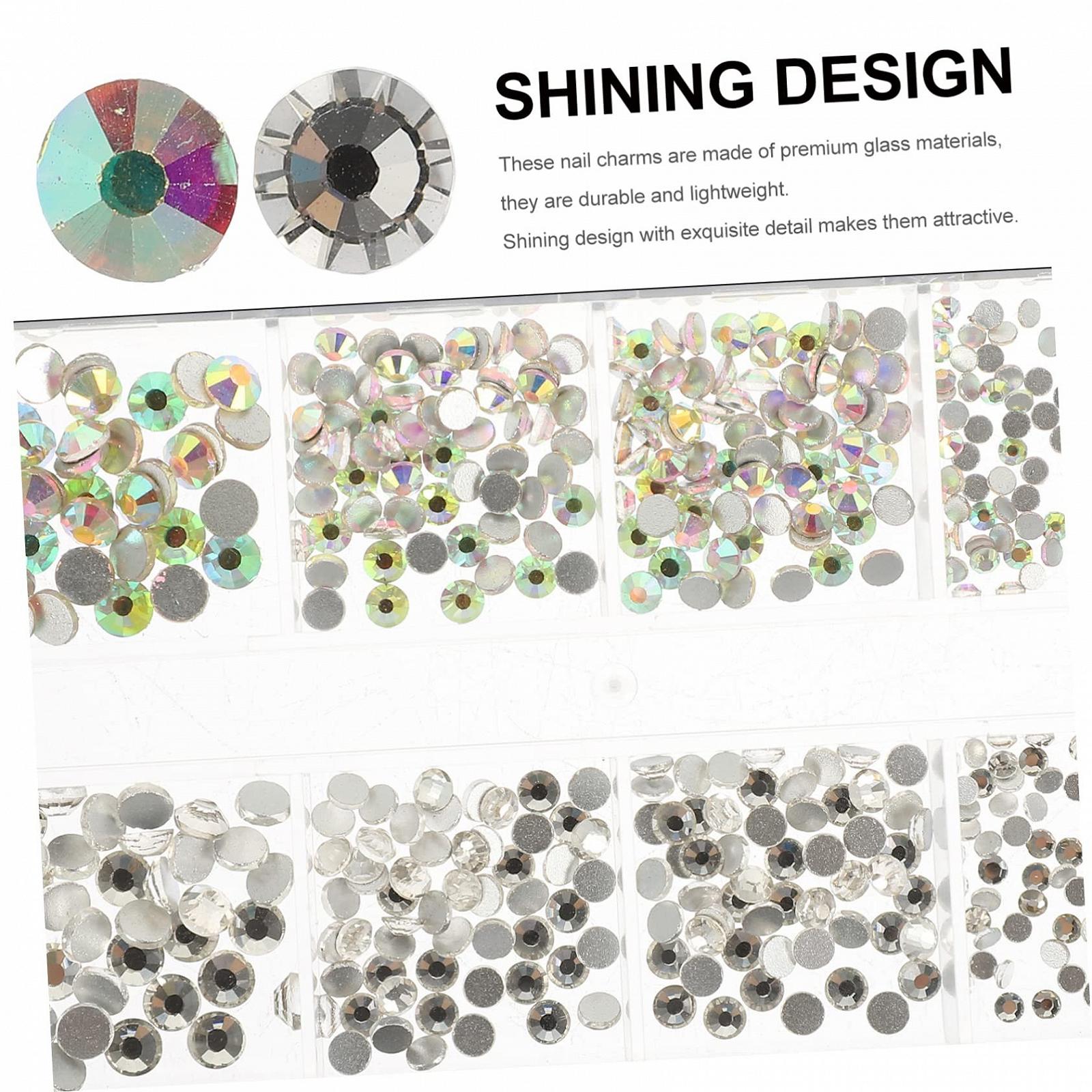 Набор для ногтей Housoutil Наклейки для украшения ногтей со стразами Коробка для макияжа Кристаллы для рукоделия Диски для ногтей 3D Плоские стеклянные аксессуары, фото №8
