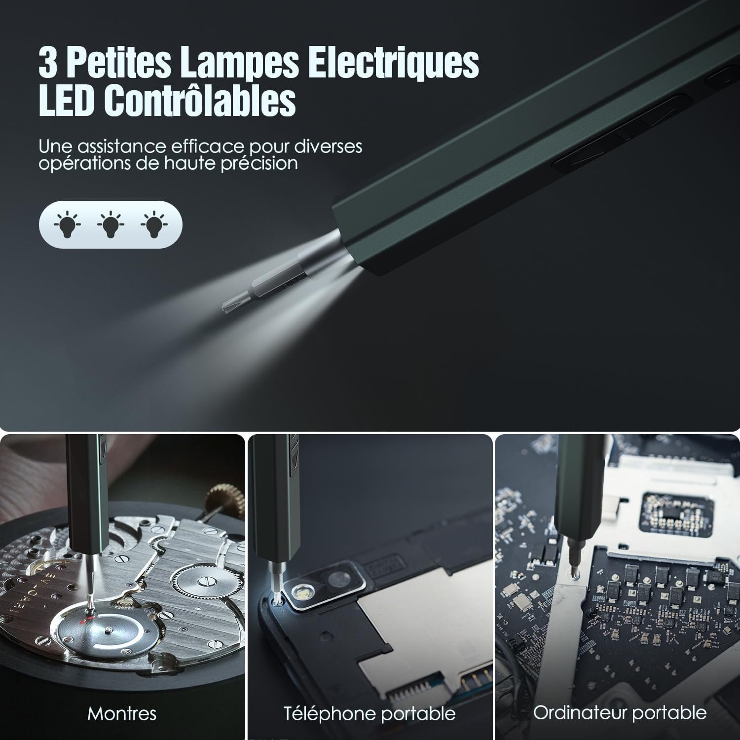 Акумуляторна викрутка Hancaner Mini Electric 82 в 1 Магнітний Набір Прецизійних Механічних Викруток з батареєю 350 мАг, світлодіодною підсвіткою, фото №3