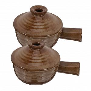 Японская глиняная кастрюля с крышкой и ручкой для микроволновой печи 2 шт - Фото 1