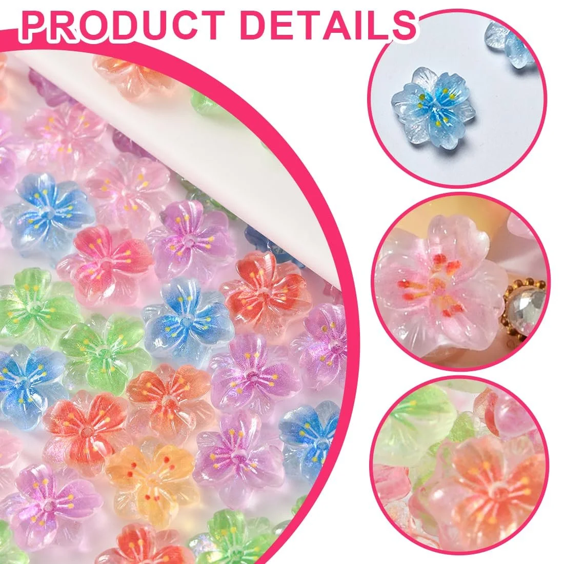 Квітка 3D Підвіски для нігтів Квіти Різнокольорові (П'ять кольорів), фото №3