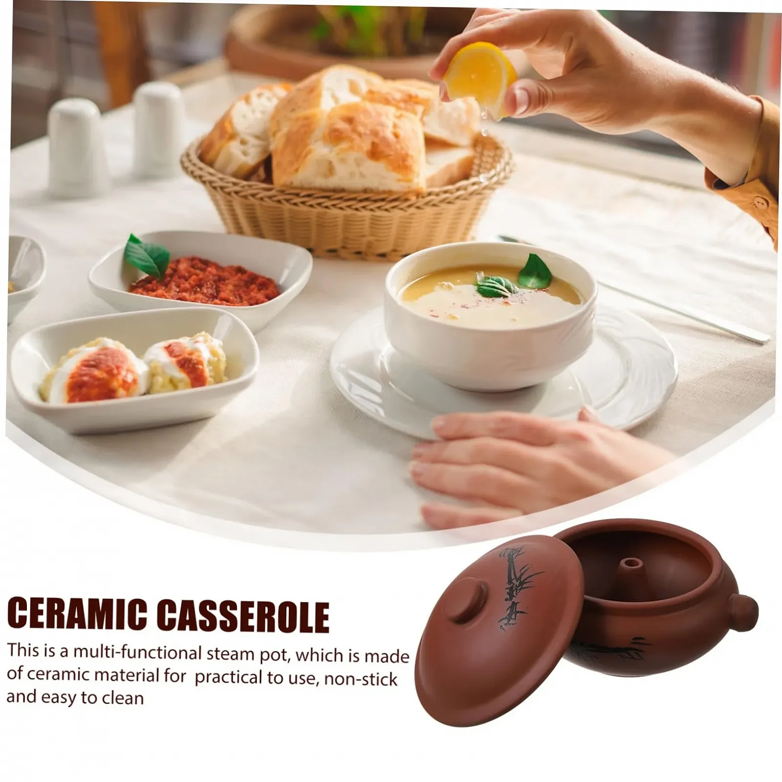 Кастрюля-пароварка керамическая Cabilock для тушения и здорового питания, фото №8