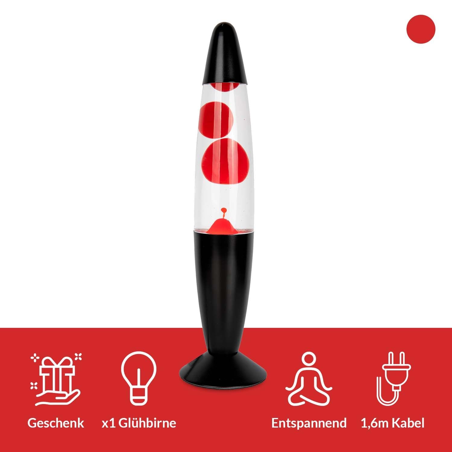 Лавова лампа GIFTMARKET ретро 34 x 8,5 см з 2 лампочками Червона, фото №2