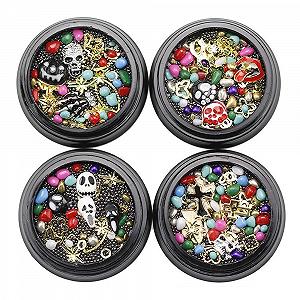 Набір прикрас для нігтів на різдвяну тематику, стрази різних кольорів - Фото 1